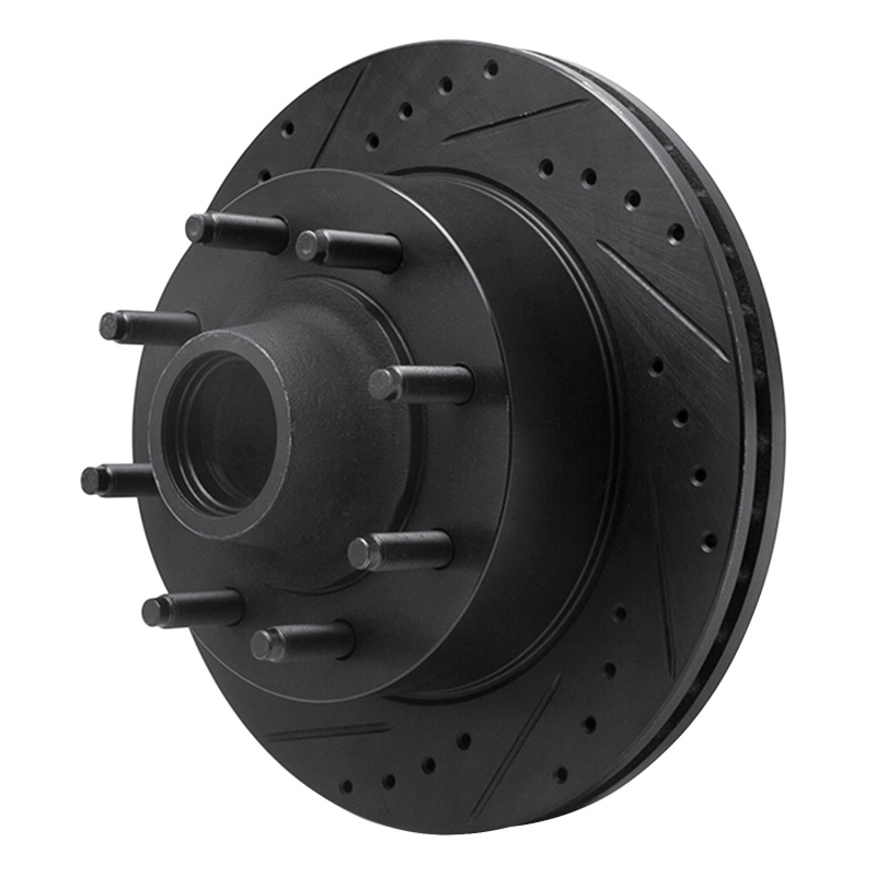 Ford E-250 Econoline Brake Rotor (1) - Front Left - R1 Concepts - Drilled & Slotted - Black - `95-`04